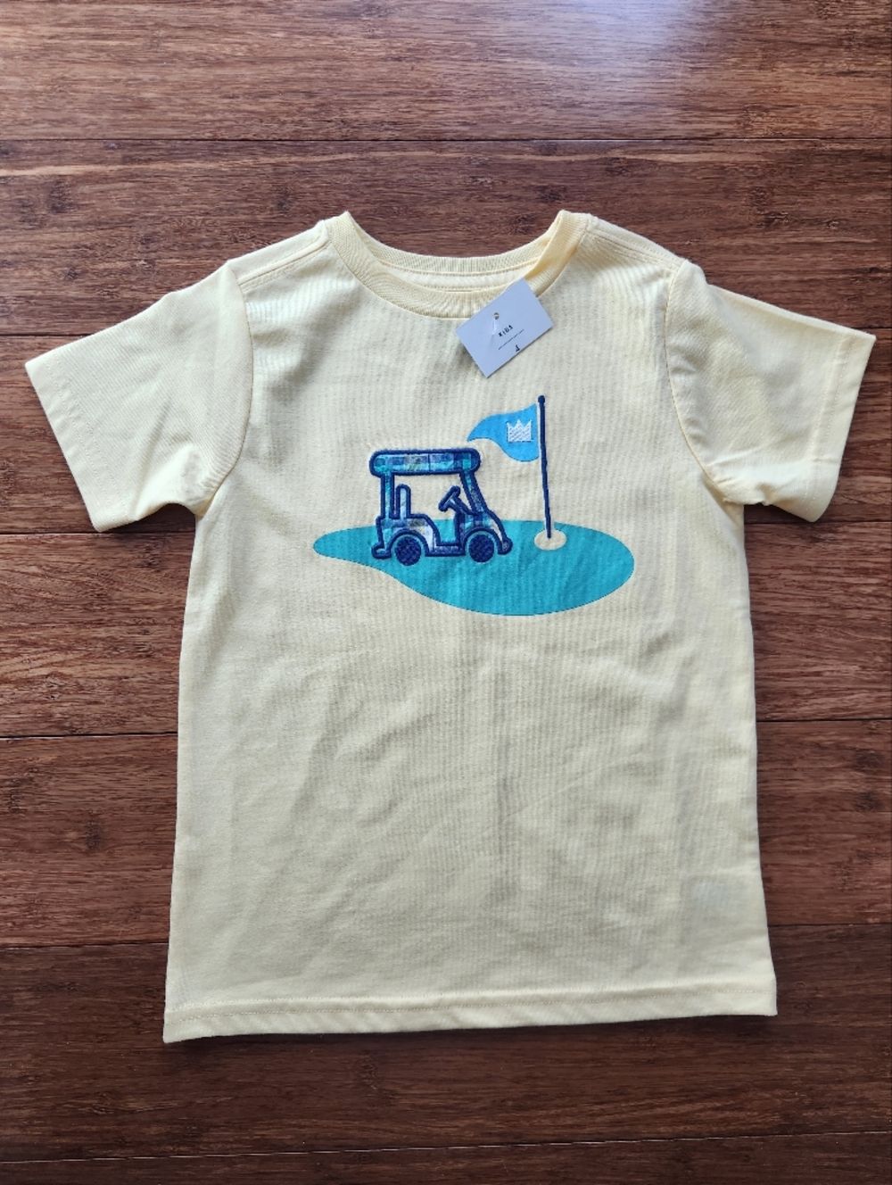 Crown & Ivy Boys T-shirt Golf Yellow Embroidered Preppy Kids Shirt Size 4